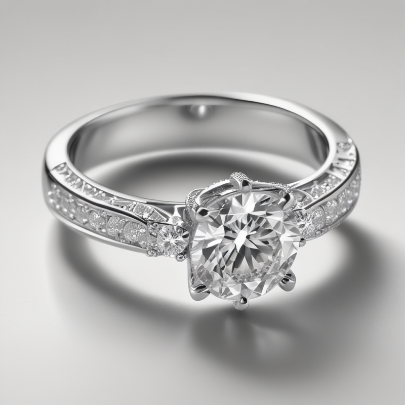 Bague de fiançailles en or blanc 18K avec diamant moissanite taillé rond-6