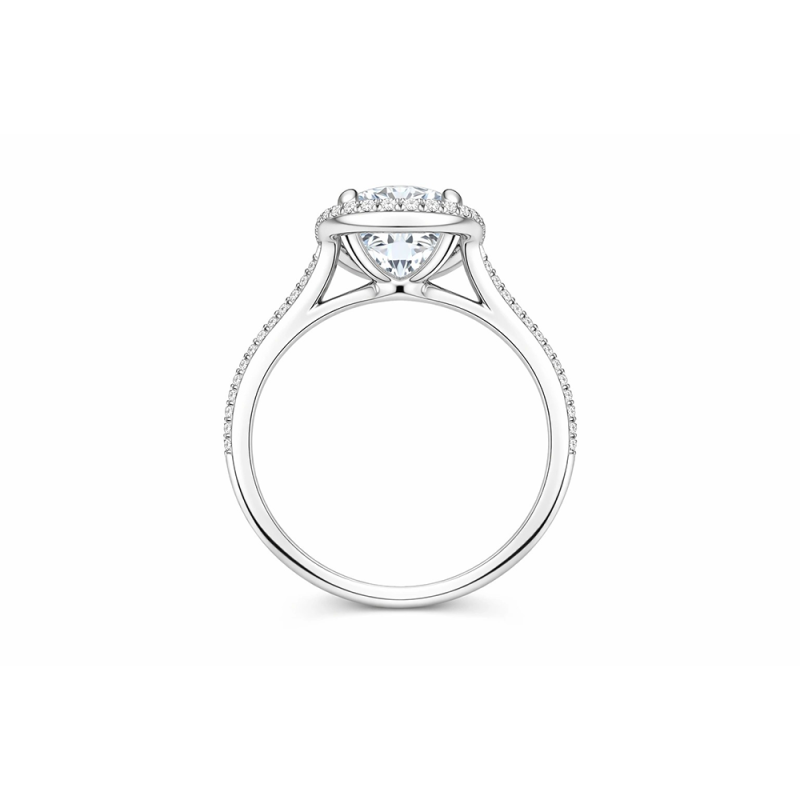 Anillo de compromiso de moissanita con corte redondo en oro blanco de 14 quilates-3