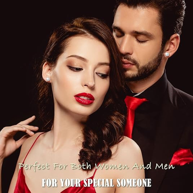 14Kホワイトゴールド ラウンドカット モアッサナイト スタッドピアス-3