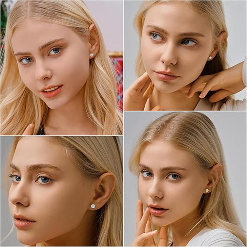 10K Weißgold-Rundschliff-Moissanit-Ohrstecker-2