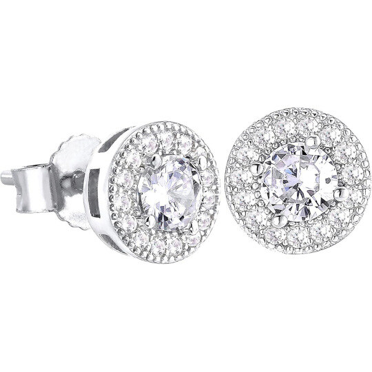 10K White Gold Round Cut Moissanite Stud Earrings