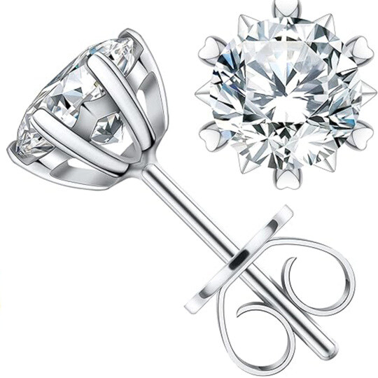 10K White Gold Round Cut Moissanite Stud Earrings