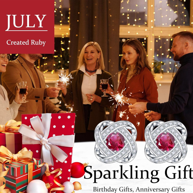 Brincos de pino em prata esterlina com nó espiral celta personalizado e pedra de nascimento em corte redondo-4