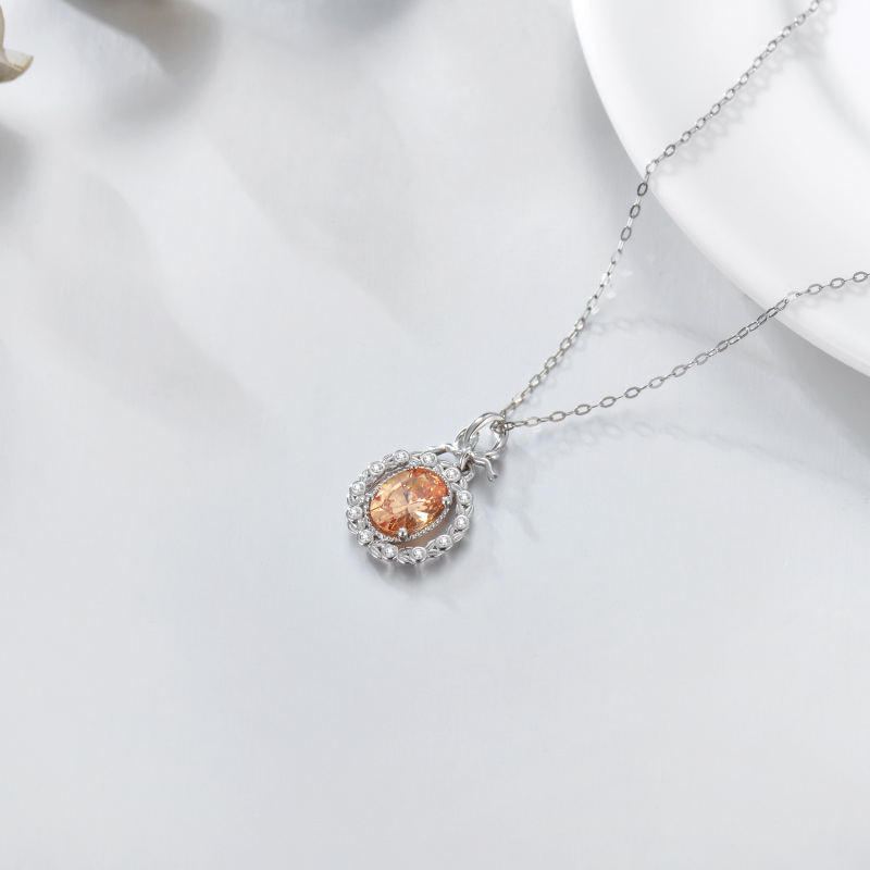 10K White Gold Round Pendant Necklace-4