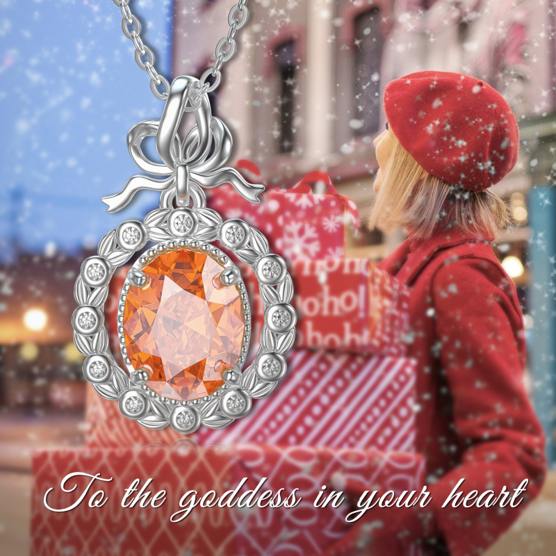 10K White Gold Round Pendant Necklace-5