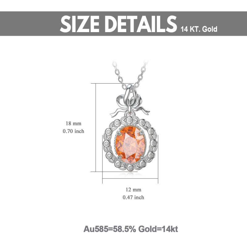 10K White Gold Round Pendant Necklace-6