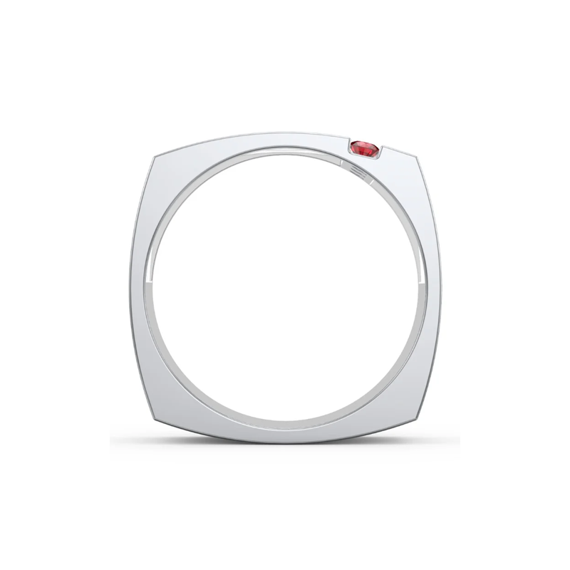 18K White Gold Round Cubic Zirconia Personalized Birthstone & Engraving Birthstone Ring For Women-4