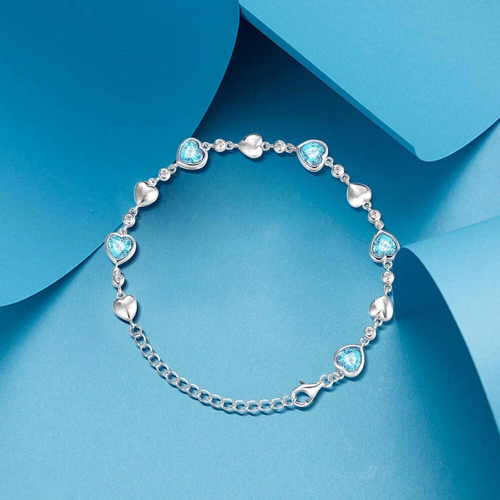 Pulseira com pingente de coração de rubi em ouro branco 10K e pedras preciosas-3