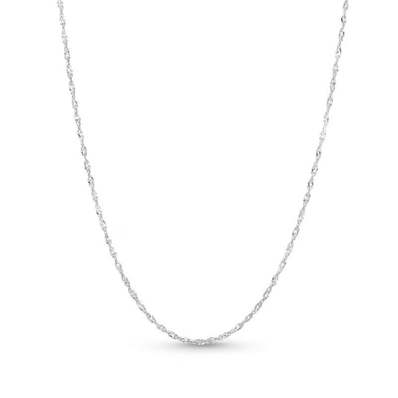 10K White Gold Singapore Chain Necklace 1.2mm-1