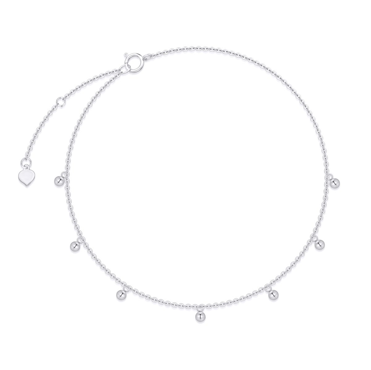 Bracelet de cheville en or blanc 14K à une seule couche-1