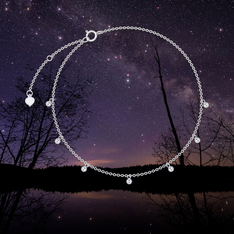 Bransoletka na kostkę z białego złota 10K z jedną warstwą-5