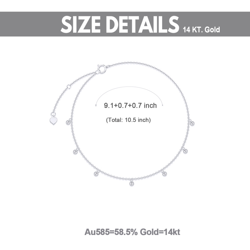 Bransoletka na kostkę z białego złota 10K z jedną warstwą-6