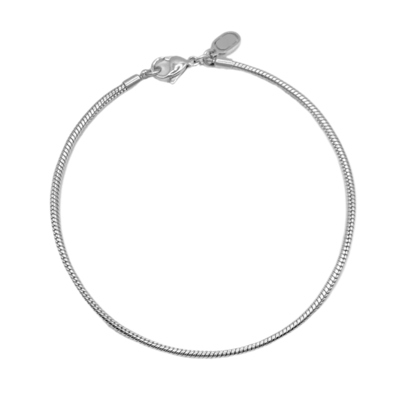 Pulsera de cadena de serpiente de plata de ley de 2 mm-1