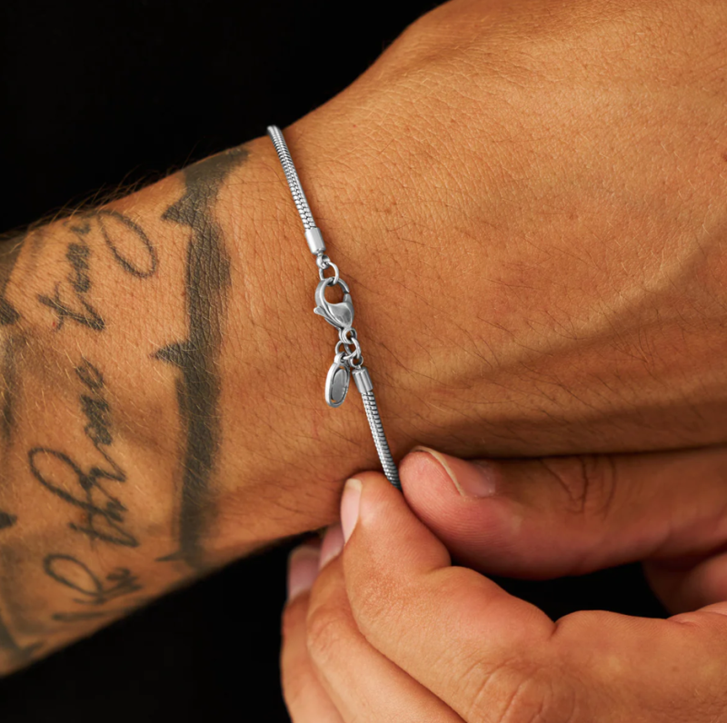 Pulsera de cadena de serpiente de plata de ley de 2 mm-3