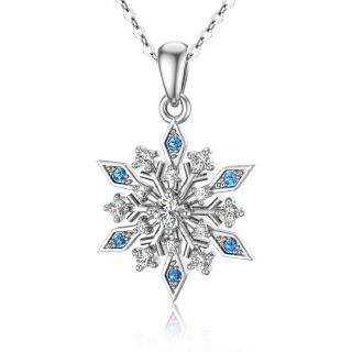 10K White Gold Cubic Zirconia Snowflake Pendant Necklace-49