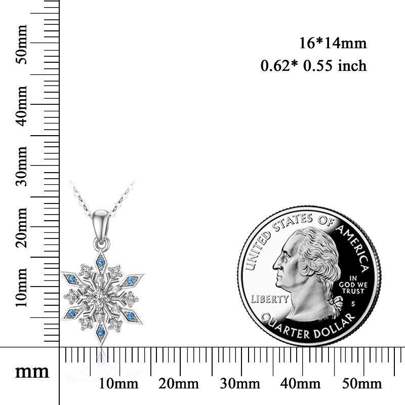 10K White Gold Cubic Zirconia Snowflake Pendant Necklace-5