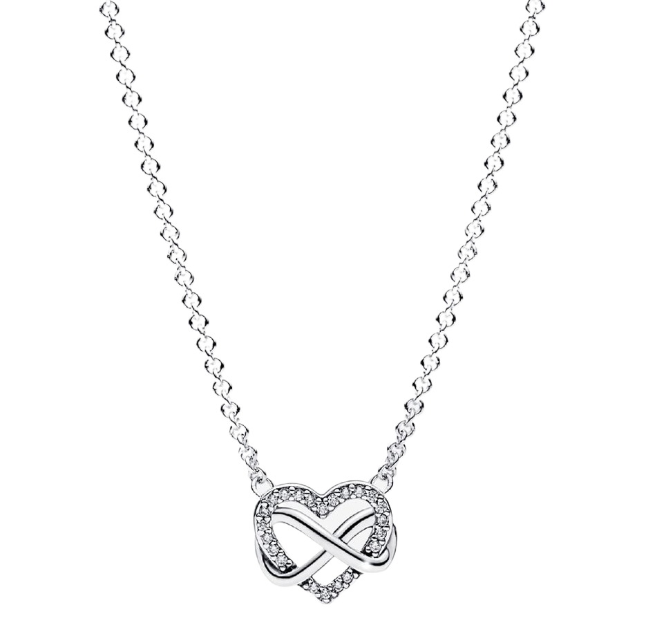 Collar de plata de ley con corazón infinito brillante-1