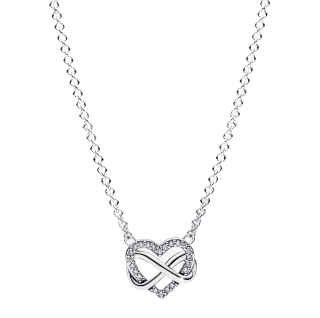 Sterling Silver Sparkling Infinity Heart Collier Necklace-9