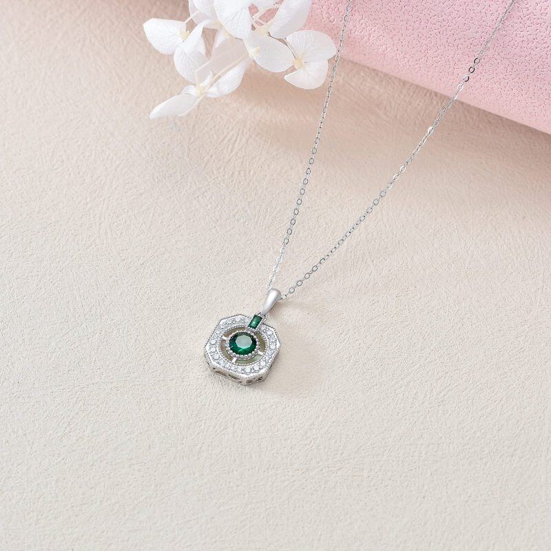 10K White Gold Cubic Zirconia Square Pendant Necklace-4