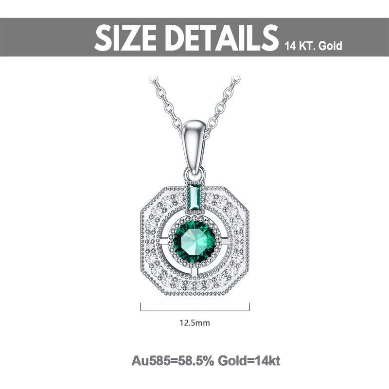 10K White Gold Cubic Zirconia Square Pendant Necklace-5