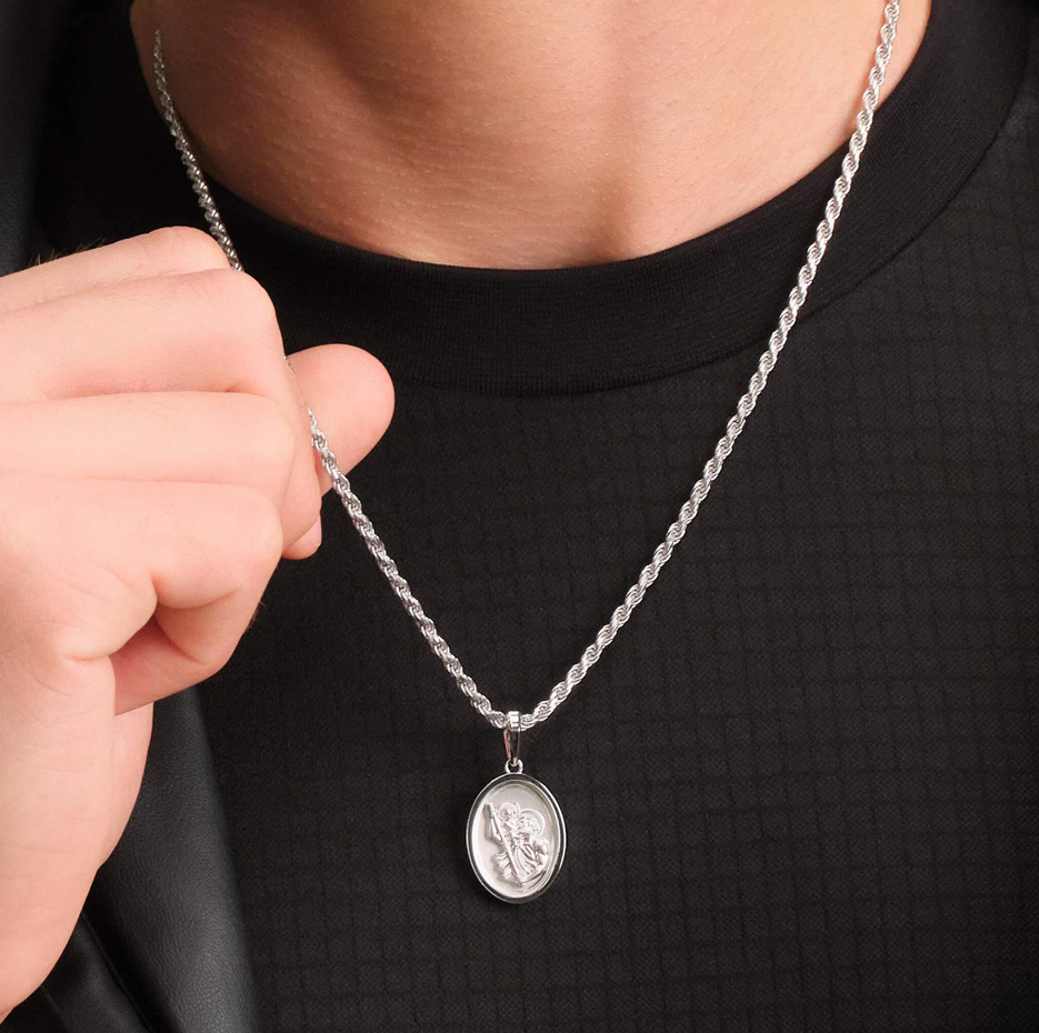 14K White Gold St. Christopher Pendant-3