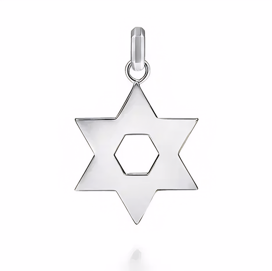 14K White Gold Star Of David Pendant Charms for Men-3