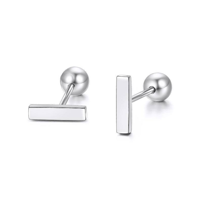 10K White Gold Stud Earrings-1