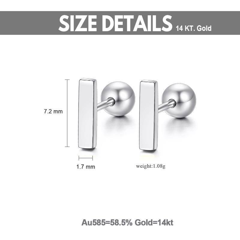 10K White Gold Stud Earrings-5