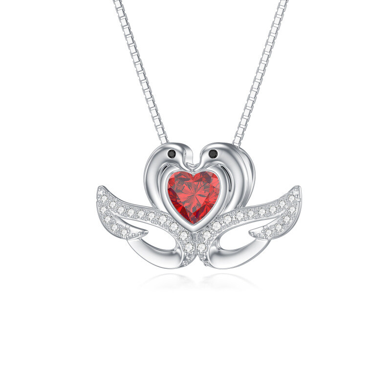 Naszyjnik z wisiorkiem łabędź ze srebra próby 925 z cyrkonią sześcienną-1