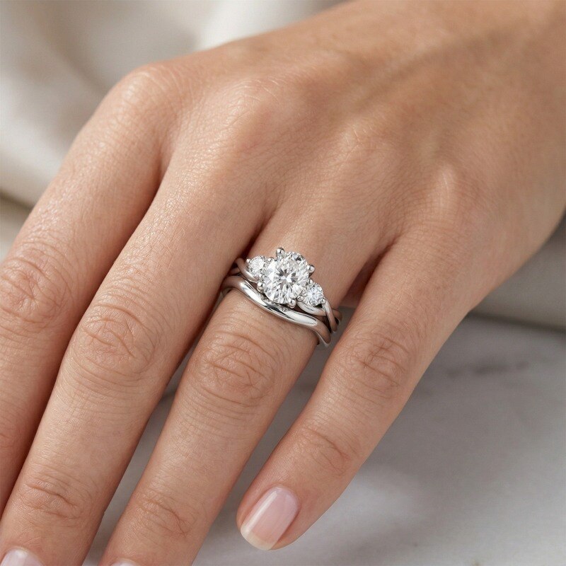 14K White Gold 1 to 3.5 CT Oval Cut Lab Created Diamond Custom Engagement Ring D Color VVS1-VS1 Clarity 3EX IGI Certified-2