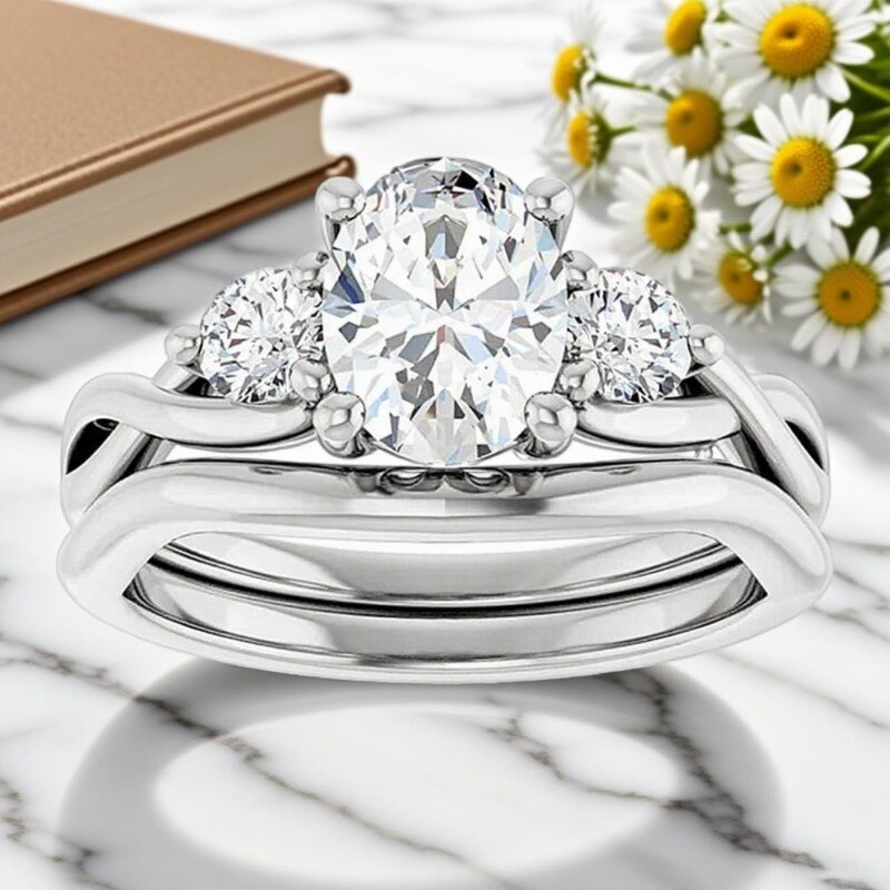 14K White Gold 1 to 3.5 CT Oval Cut Lab Created Diamond Custom Engagement Ring D Color VVS1-VS1 Clarity 3EX IGI Certified-4