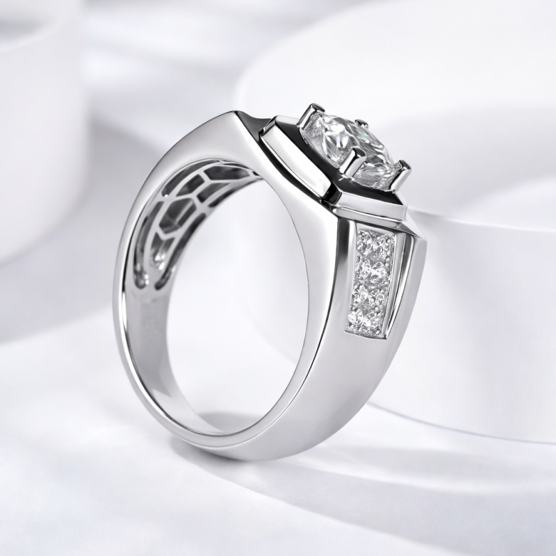 10K White Gold 1 to 3.5 CT Round Cut Lab Created Diamond Custom Men's Band-3