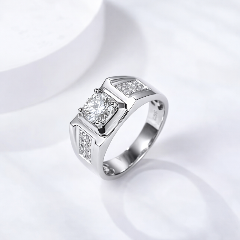 10K White Gold 1 to 3.5 CT Round Cut Lab Created Diamond Custom Men's Band-4