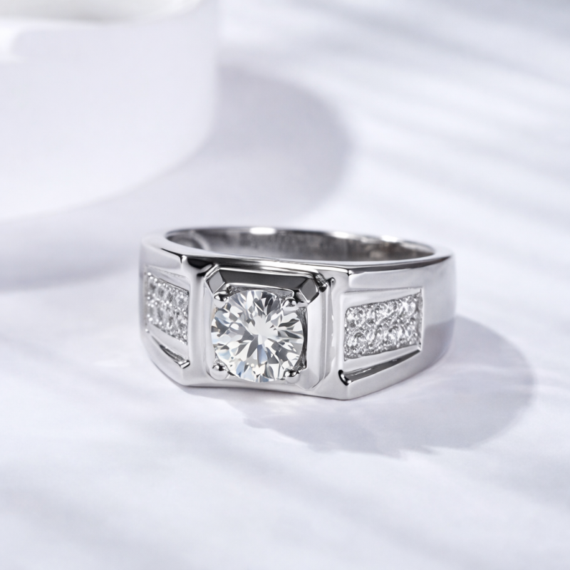 10K White Gold 1 to 3.5 CT Round Cut Lab Created Diamond Custom Men's Band-5