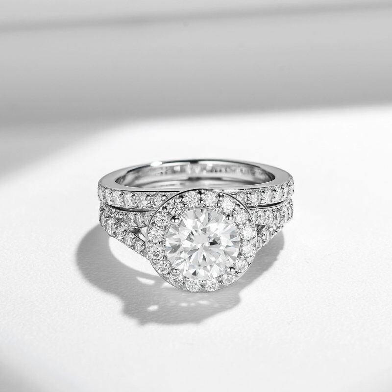 10K White Gold 1 to 6 CT Round Cut Moissanite Bridal Set-3