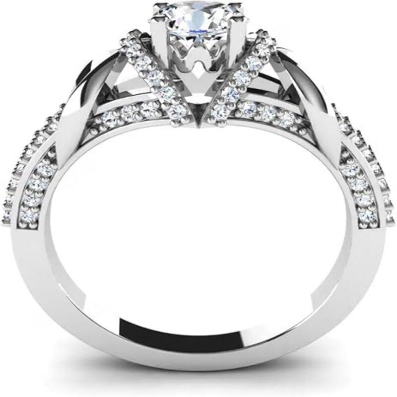 10K White Gold 1 to 3 CT Round Cut Lab Created Diamond Bridal Set-2