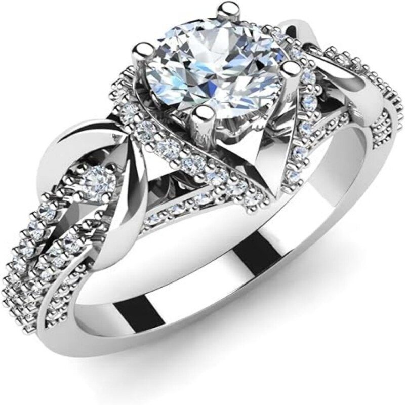 10K White Gold 1 to 3 CT Round Cut Lab Created Diamond Bridal Set-3