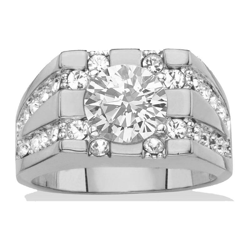 Bague pour homme en or blanc 10K avec moissanite taillée ronde de 1 à 6 CT-20