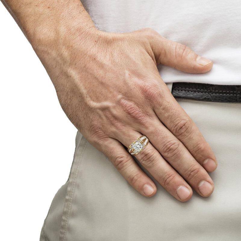 14K White Gold 1 to 6 CT Round Cut Moissanite Men's Band for Men-3