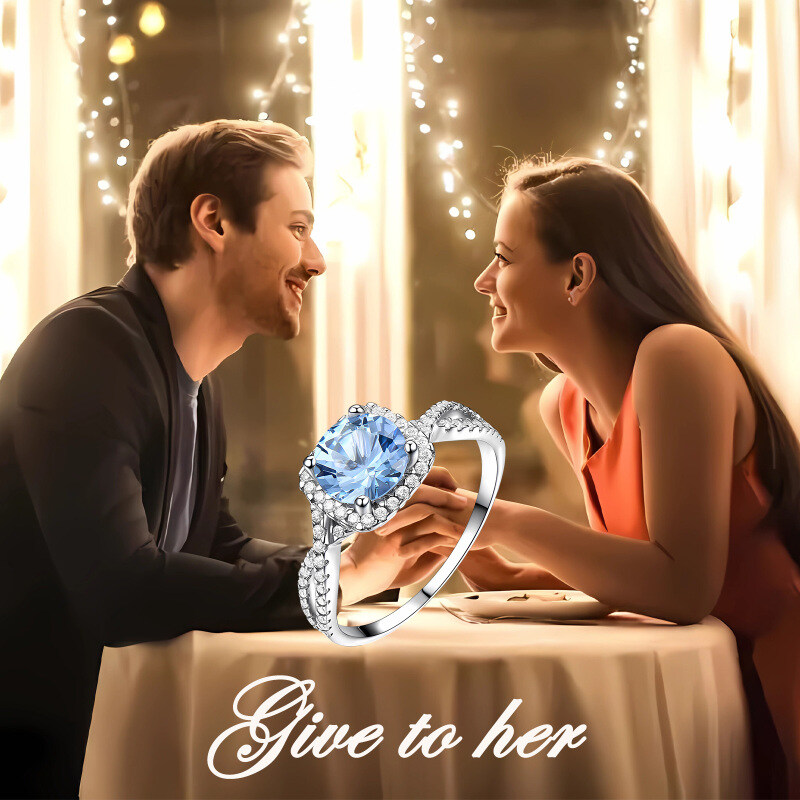 18K White Gold Topaz Personalized Engraving & Square Ring-5