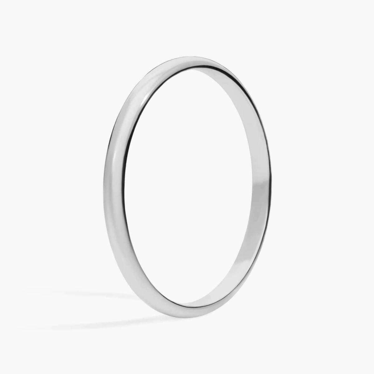 Alliance classique traditionnelle légèrement incurvée en or blanc 14 carats, 2 mm-4
