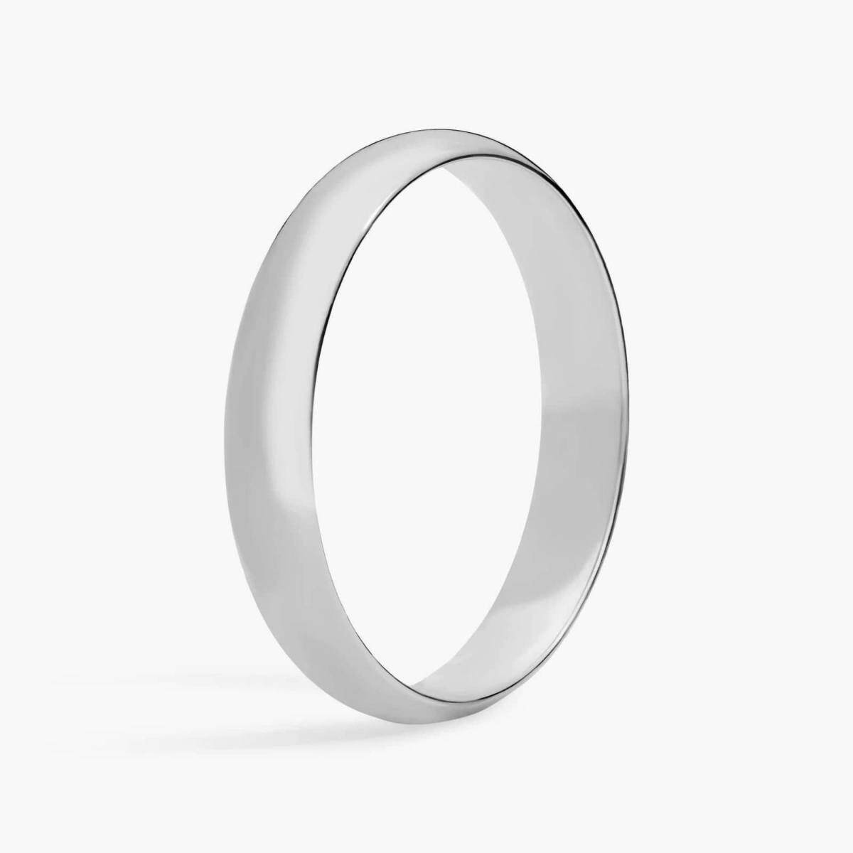 10k White Gold Traditional Classic Slightly Curved Wedding Band 4mm-3