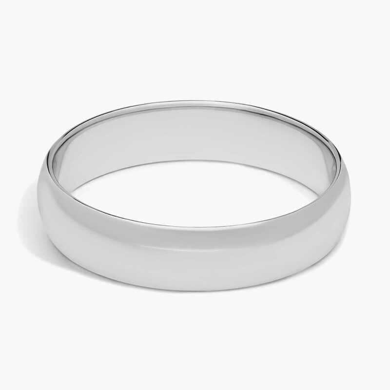 10k White Gold Traditional Classic Slightly Curved Wedding Band 5mm-1