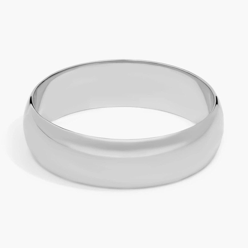 18k White Gold Traditional Classic Slightly Curved Wedding Band 6mm-1