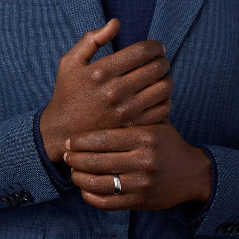 18k White Gold Traditional Classic Slightly Curved Wedding Band 6mm-3