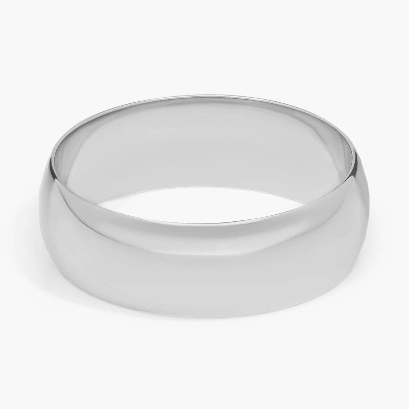 14-karatowe białe złoto, tradycyjna klasyczna, lekko zakrzywiona obrączka ślubna 7 mm-1