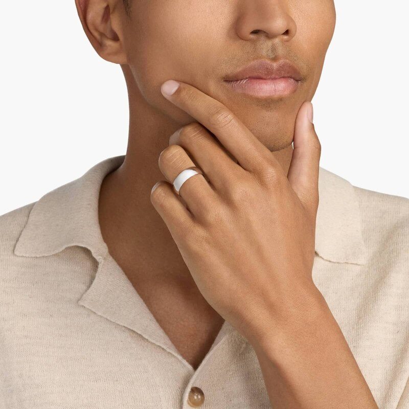 14-karatowe białe złoto, tradycyjna klasyczna, lekko zakrzywiona obrączka ślubna 7 mm-3