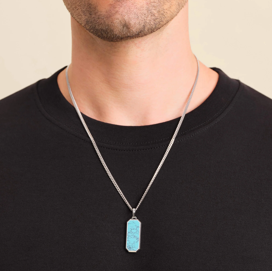 14K White Gold Turquoise Beverly Pendant-2