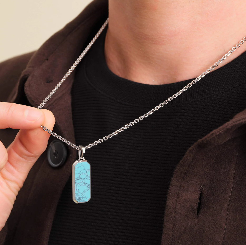 14K White Gold Turquoise Beverly Pendant-3