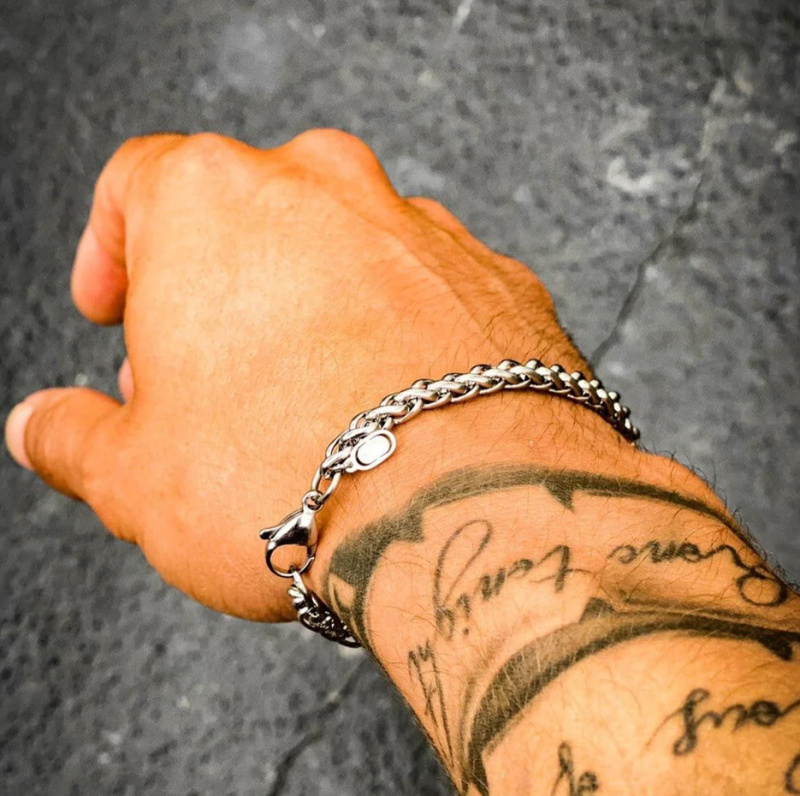 Pulsera de cadena de trigo de oro blanco de 18 quilates, 5 mm-2